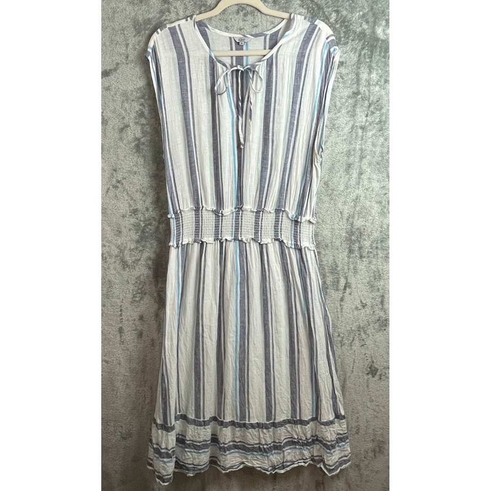 Rails Striped Asymmetrical Dress in White, Blue, and Gray